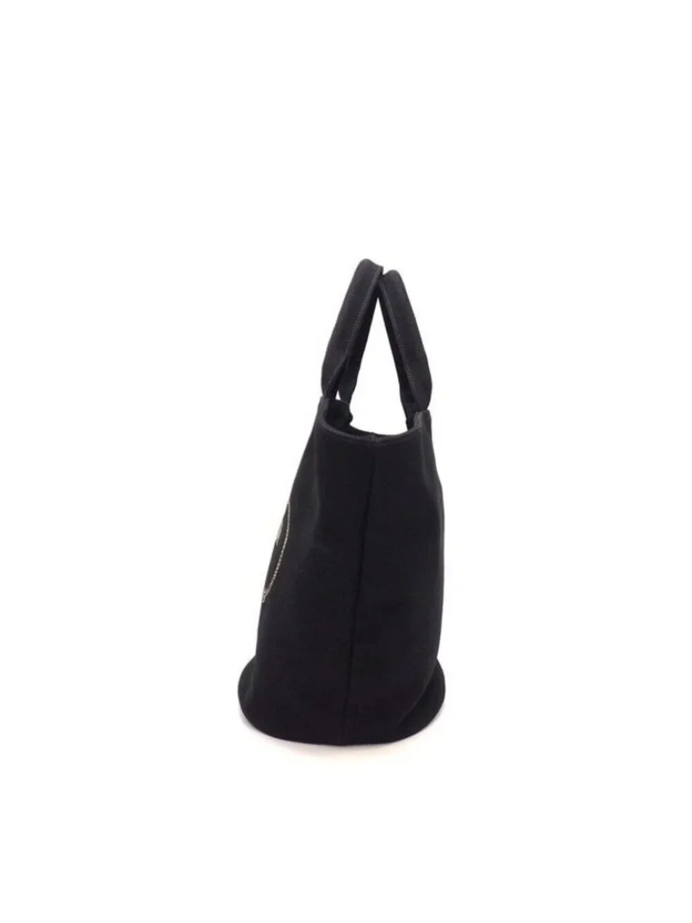 Prada Tote Canapa Bucket Bag Black Canvas Leather Silver
